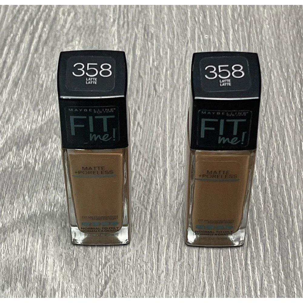 2 x Maybelline Fit Me! Matte +‎ Poreless Foundation #358 Latte 1 Fl Oz / 30ml